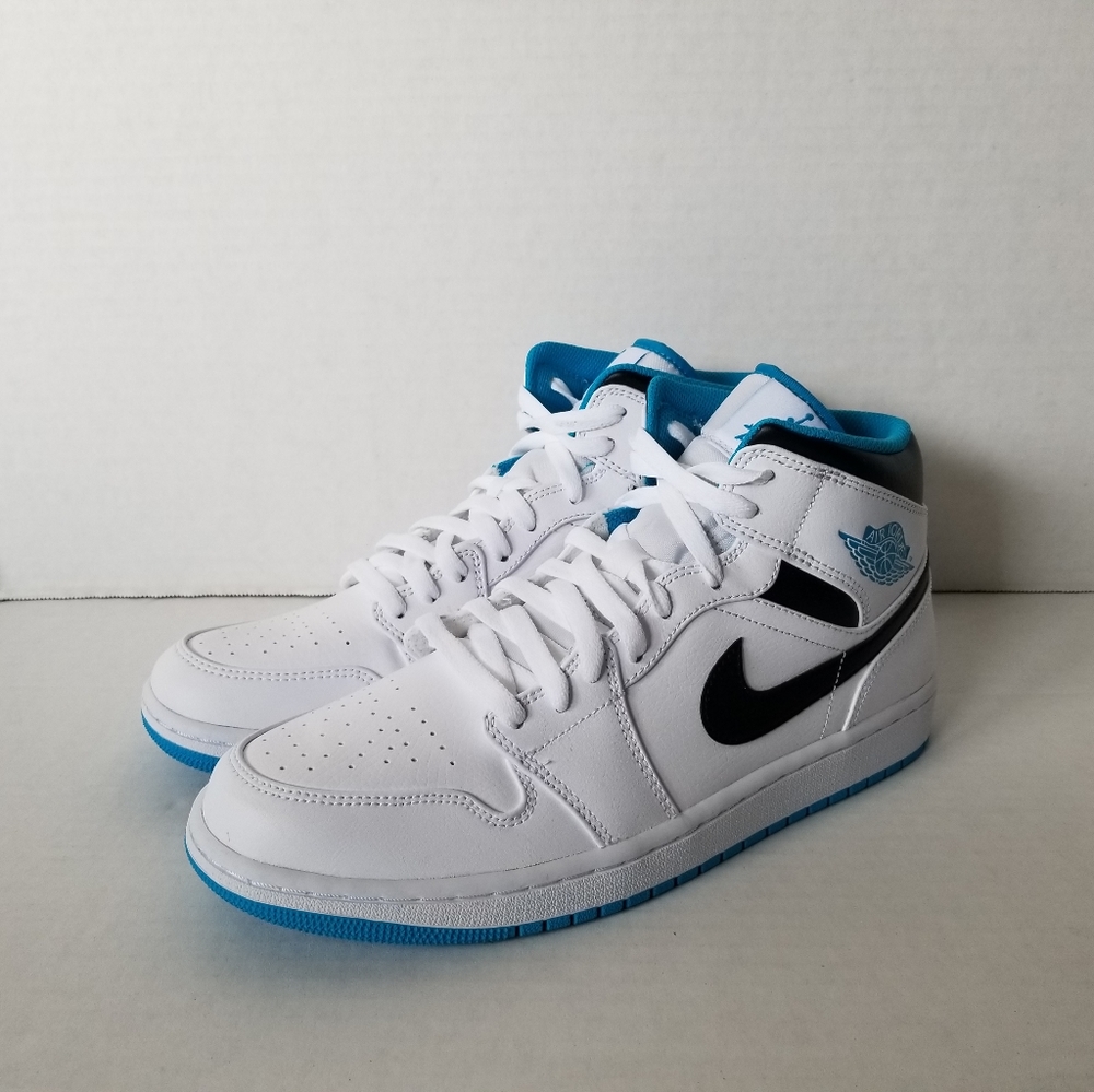 Nike Air Jordan 1 Mid White Laser Blue Men's 10 - Picture 4 of 10